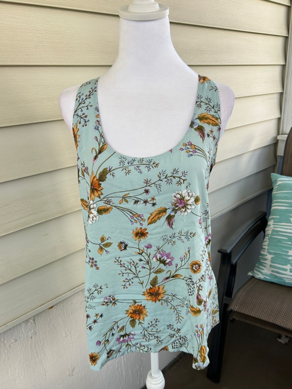 Anthropologie Dolan Left Coast Tank Top Women S Floral Striped Mixed Media Boho
